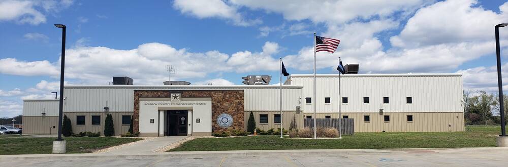 The front entrance to the Bourbon County Law Enforcement Center.