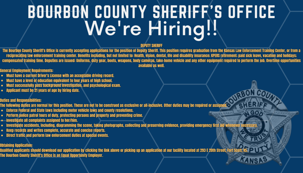 We're Hiring a Full-Time Deputy